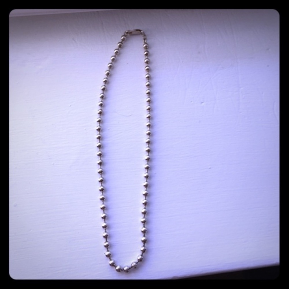 Sterling silver balls strung along necklace